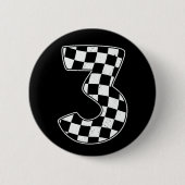 3e verjaardag geruite nummer 3 auto race vlag ronde button 5,7 cm (Voorkant)