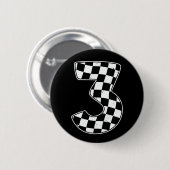 3e verjaardag geruite nummer 3 auto race vlag ronde button 5,7 cm (Voorkant /achterkant)