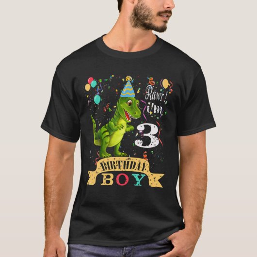 3e verjaardag Geweldige sinus 2017 Dinosaur 3 Yea T-shirt (Voorkant)