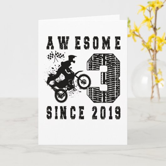 3e verjaardag Gift Dirt Bike Boy geboren in 2019 Kaart (Gele Bloem)