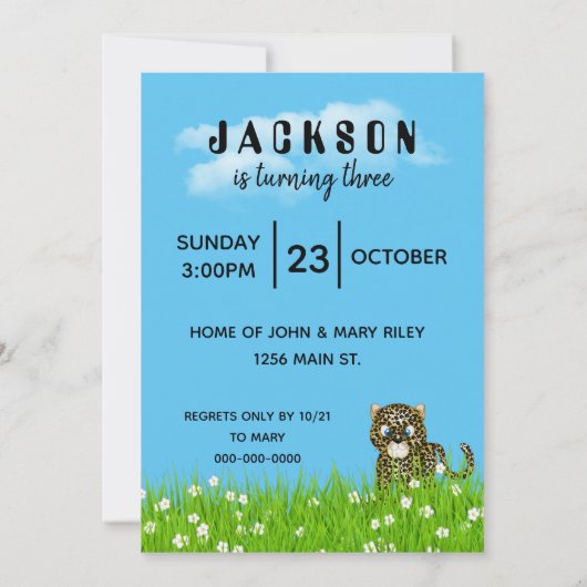 3e verjaardag Giraffe en aap in gras Kaart (Achterkant)