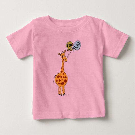 3e verjaardag Giraffe en luchtballonnen (Voorkant)