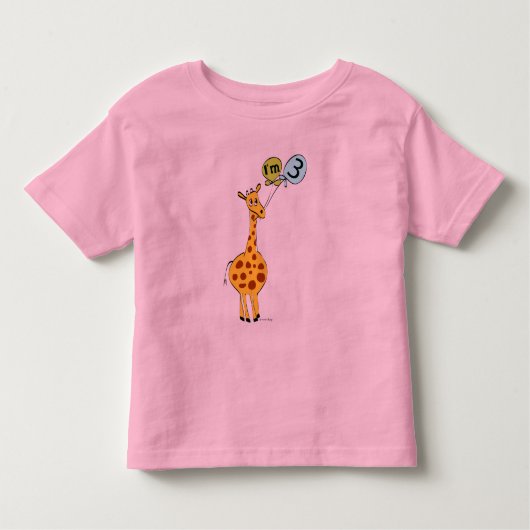 3e verjaardag Giraffe en luchtballonnen Kinder Shirts (Voorkant)