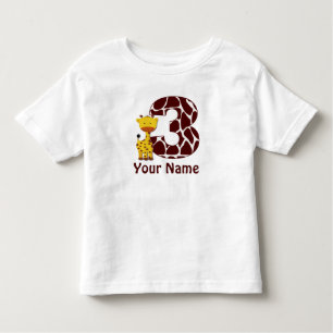 3e verjaardag Giraffe gepersonaliseerd T-shirt