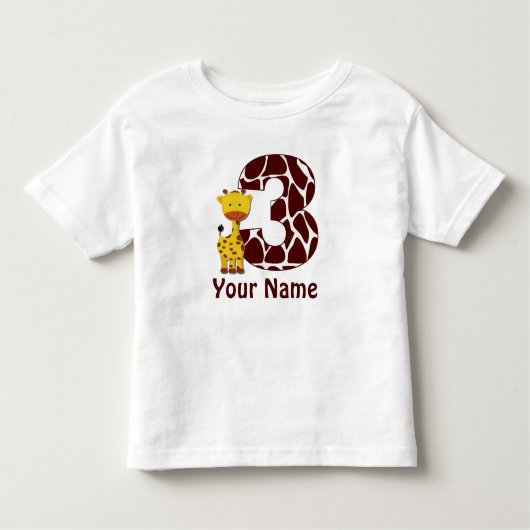 3e verjaardag Giraffe gepersonaliseerd T-shirt (Voorkant)
