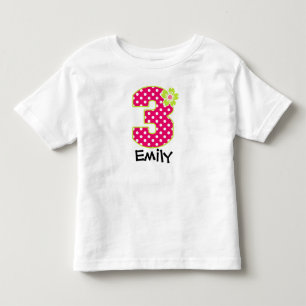 3e verjaardag 'Girl Hot Pink & Green Stippen' Kinder Shirts