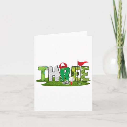 3e verjaardag golfthema 3 jaar oude Kinder sport d Kaart (Voorkant)