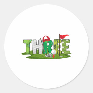 3e verjaardag golfthema 3 jaar oude Kinder sport d Ronde Sticker