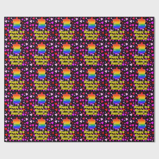 3e verjaardag: Het liefhebbende Kunstpatroon, Rege Cadeaupapier (Vlak)