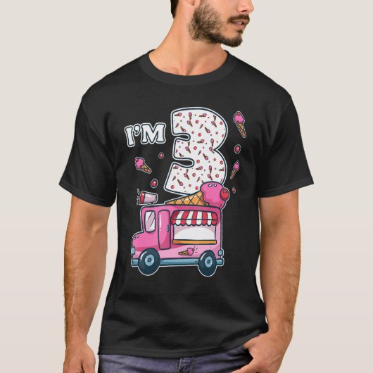 3e verjaardag Ice Cream Truck Crew I am 3 Party Ic T-shirt (Voorkant)