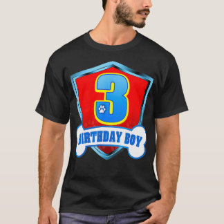 3e verjaardag jongen 3 jaar oude patrouillehonden t-shirt