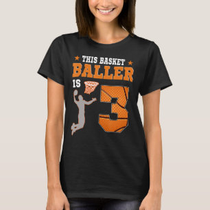 3e verjaardag jongen basketbal 3 jaar oud thema fe t-shirt