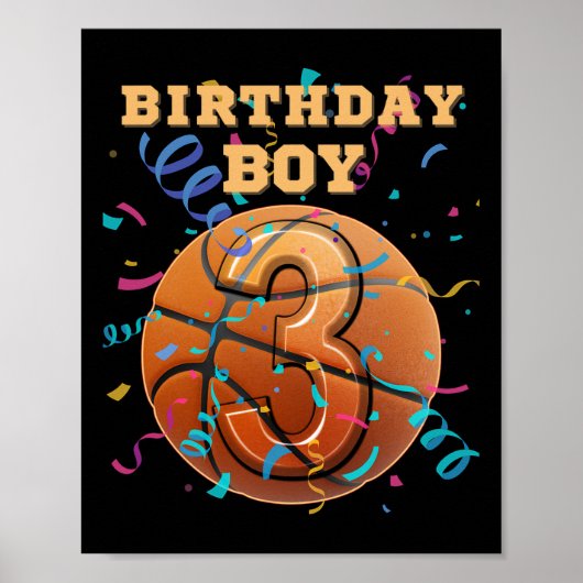 3e verjaardag Jongen Drie 3 jaar oude Sketll spele Poster (Voorkant)