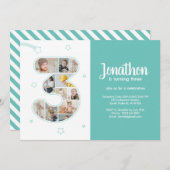 3e verjaardag jongen nummer 3 aangepaste foto coll kaart (Voorkant / Achterkant)