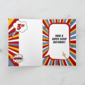 3e verjaardag Jongen Superheld Comic Theme Kaart (Binnen)