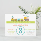 3e verjaardag (Jongen) Train Invitation Kaart (Staand voorkant)