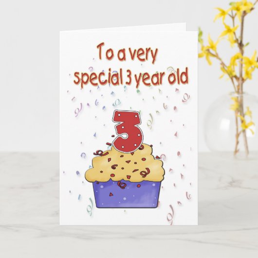 3e Verjaardag Kaart (Gele Bloem)