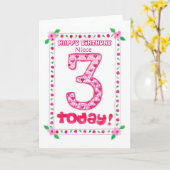 3e verjaardag Kaart voor een nichtje (Gele Bloem)