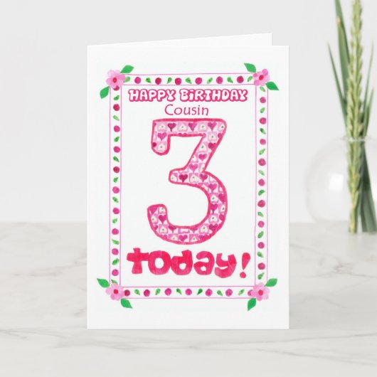 3e verjaardag Kaart voor een vrouw neef (Voorkant)