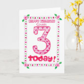 3e verjaardag Kaart voor een vrouw neef (Gele Bloem)