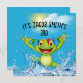 3e verjaardag kikker in water kaart (Voorkant / Achterkant)