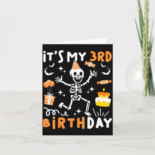 3e verjaardag kinderen grappig skelet 3e boe dag kaart (Voorkant)