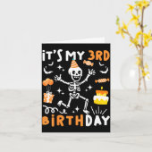 3e verjaardag kinderen grappig skelet 3e boe dag kaart (Gele Bloem)