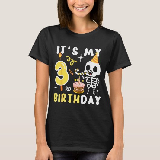 3e verjaardag Kinderen Skelet Halloween Grappig 3e T-shirt (Voorkant)
