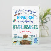 3e verjaardag kleine visser, weg vissen kaart (Staand voorkant)