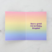 3e verjaardag: kleurrijke regenboog # 3, aangepast kaart (Binnen)