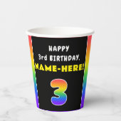 3e verjaardag: kleurrijke regenboog # 3, aangepast papieren bekers (Voorkant)