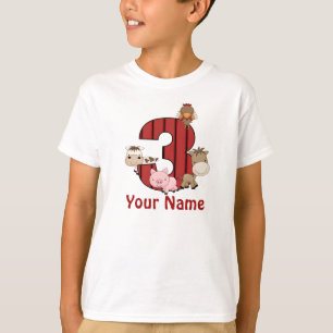 3e verjaardag Landbouwhuisdieren Gepersonaliseerd  T-shirt