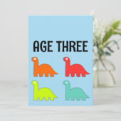 3E VERJAARDAG LEEFTIJD 3 T-REX ZACHTE AANGEPASTE U KAART (Staand voorkant)