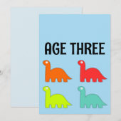 3E VERJAARDAG LEEFTIJD 3 T-REX ZACHTE AANGEPASTE U KAART (Voorkant / Achterkant)