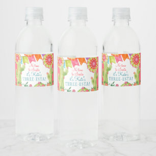 3e verjaardag leugenaar Fiesta cactus Flowers Girl Waterfles Etiket