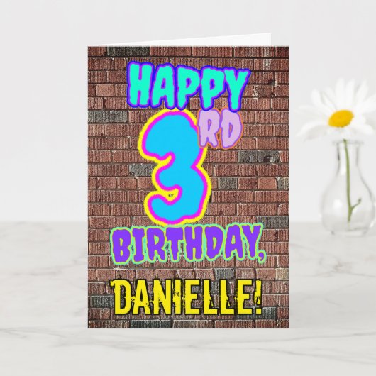 3e verjaardag - Leuk, Urban Graffiti geïnspireerd  Kaart (Kleine Plant)