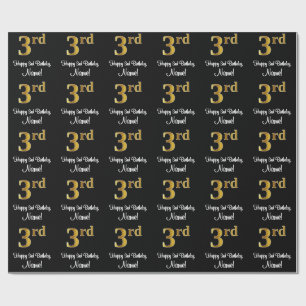 3e verjaardag: Luxurieuze Faux Gold-look # Cadeaupapier