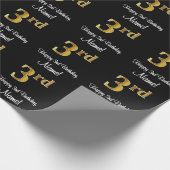 3e verjaardag: Luxurieuze Faux Gold-look # Cadeaupapier (Hoek)