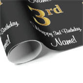 3e verjaardag: Luxurieuze Faux Gold-look # Cadeaupapier (Rol Hoek)