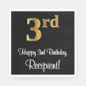 3e verjaardag ~ Luxurieuze Faux Gold-look # Servet (Voorkant)