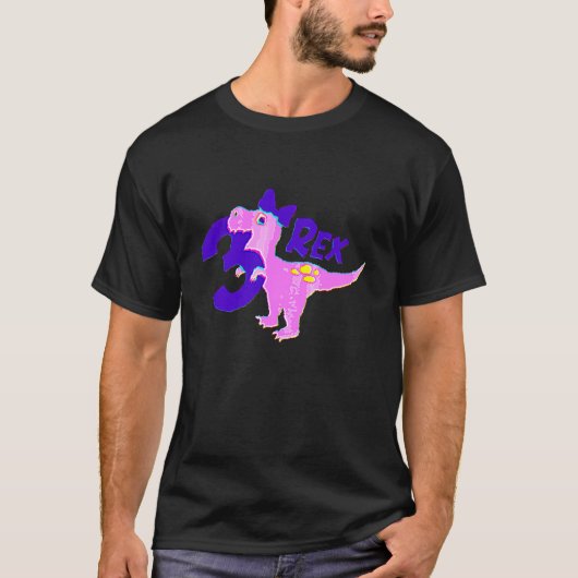 3e verjaardag meisje Dinosaur T Rex Kinder 3 jaar  T-shirt (Voorkant)