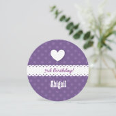 3e verjaardag meisje hart en geschulpte lint b01b kaart (Staand voorkant)