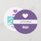 3e verjaardag meisje hart en geschulpte lint b01b kaart (Voorkant / Achterkant)