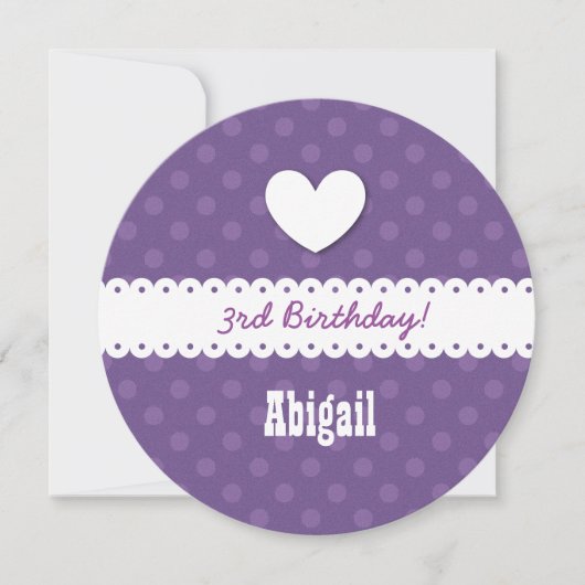 3e verjaardag meisje hart en geschulpte lint b01b kaart (Voorkant)