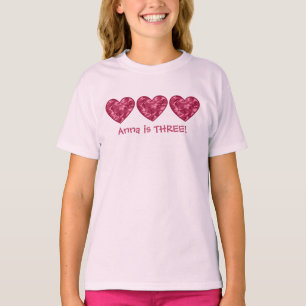 3e verjaardag meisje hoort aangepaste naam t-shirt