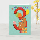 3e verjaardag met Beer Kaart (Gele Bloem)