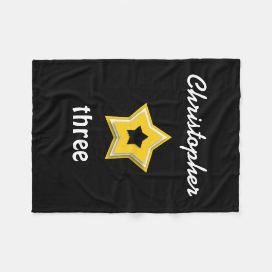 3e verjaardag met gelaagde sterren GOLD BLACK A14 Fleece Deken (Voorkant (Horizontaal))