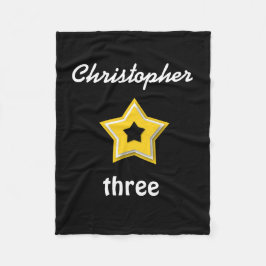 3e verjaardag met gelaagde sterren GOLD BLACK A14 Fleece Deken