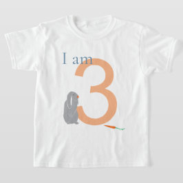 3e Verjaardag Modern Minimaal Grijs Bunny T-shirt