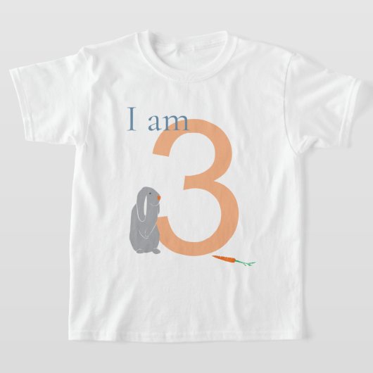 3e Verjaardag Modern Minimaal Grijs Bunny T-shirt (Laagn)